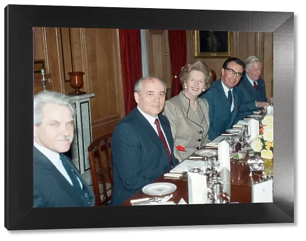 Soviet leader Mikhail Gorbachev at No 10 Downing Street with Prime Minister Margaret