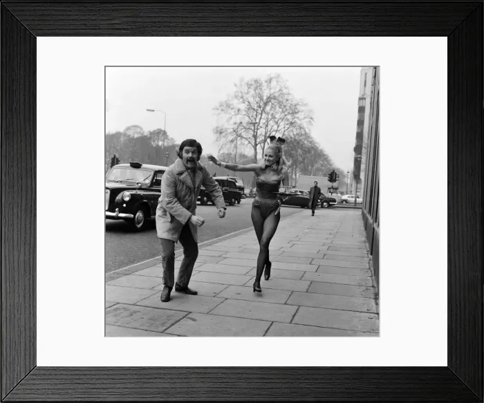 Framed Print : Kenneth Cope being chased down Park Lane by Jennifer Watts Framed Print : Kenneth Cope being chased down Park Lane by Jennifer Watts