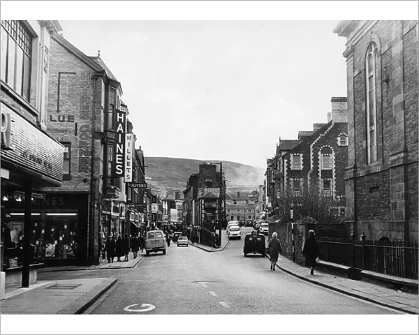 Taff Street, the main shopping street, Pontypridd. 1st February 1965