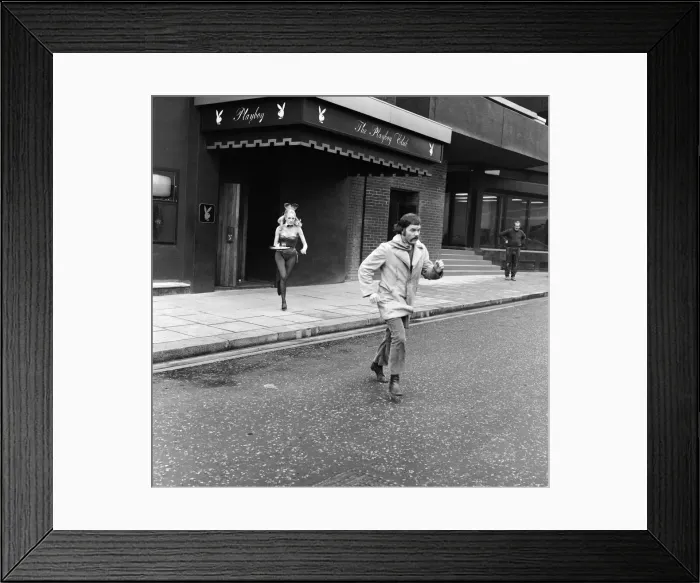 Framed Print : Kenneth Cope being chased down Park Lane by Jennifer Watts Framed Print : Kenneth Cope being chased down Park Lane by Jennifer Watts
