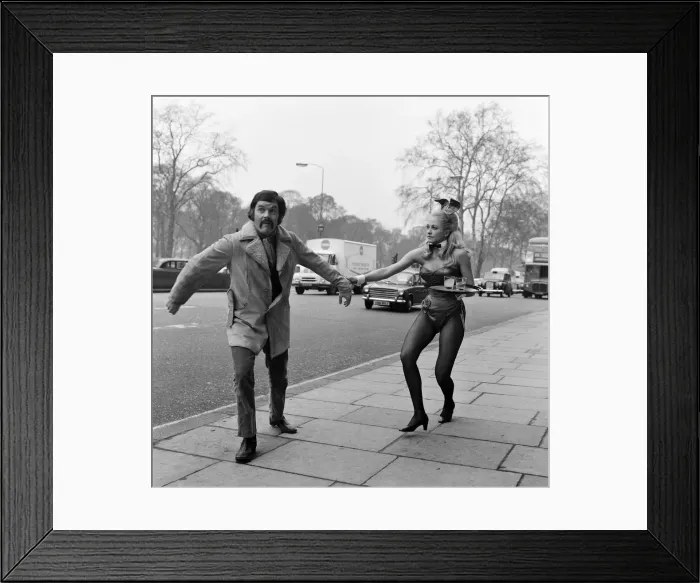 Framed Print : Kenneth Cope being chased down Park Lane by Jennifer Watts Framed Print : Kenneth Cope being chased down Park Lane by Jennifer Watts