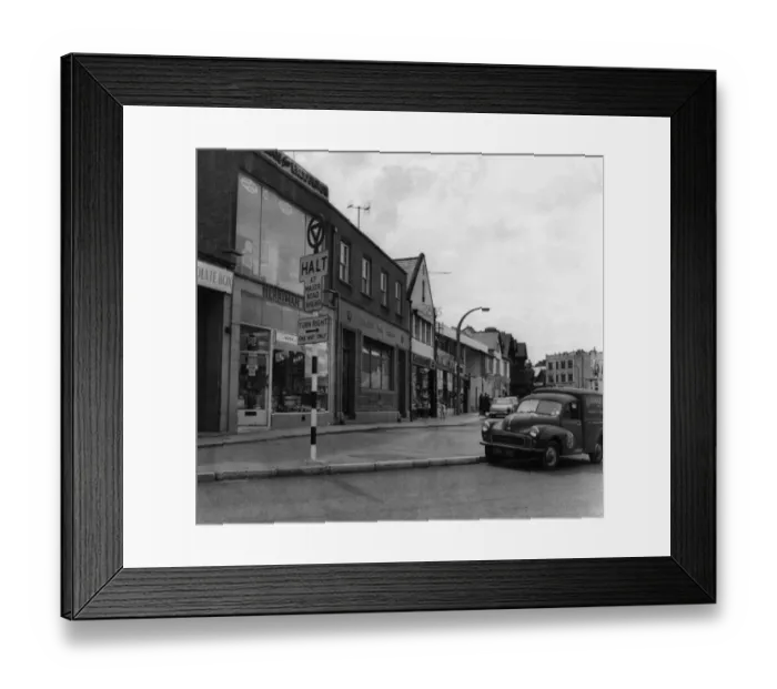 Framed Print : Shops on Cardiff Road, Caerphilly. August 1963
