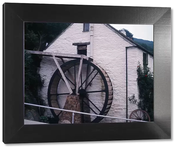 A water wheel on a house in Polperro, Cornwall. 1973