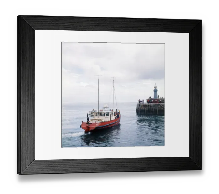 Framed Print : Fishing boats leaving Mevagissey Harbour, Cornwall. 1973