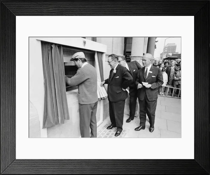 Framed Print : The Worlds First ATM, Cash Machine is unveiled at Barclays Bank, in Enfield, Middlesex