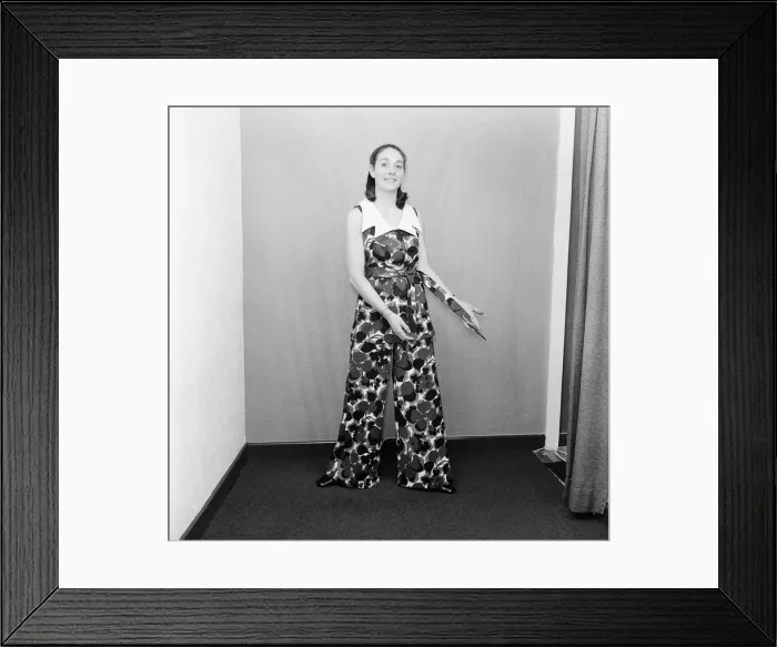 Framed Print : 1971 Fashion, Studio Pix posed by model, 10th January 1971 Framed Print : 1971 Fashion, Studio Pix posed by model, 10th January 1971