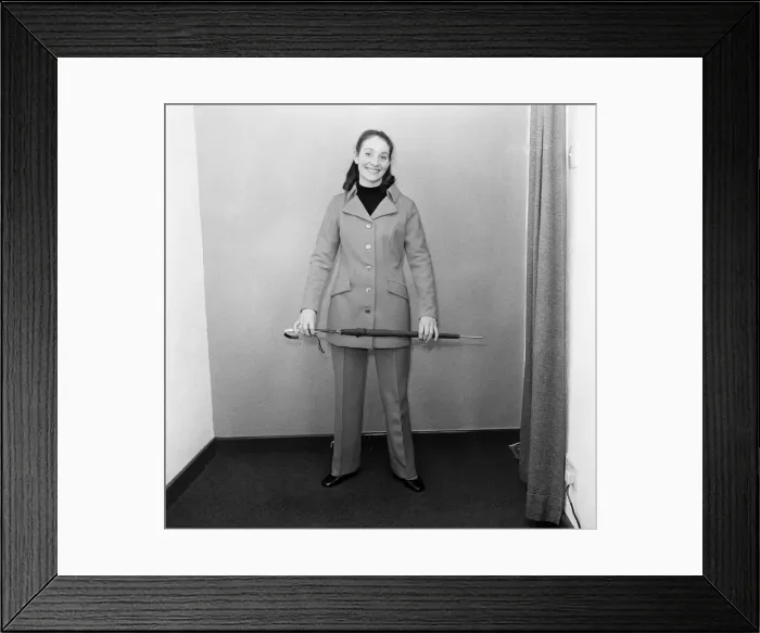 Framed Print : 1971 Fashion, Studio Pix posed by model, 10th January 1971 Framed Print : 1971 Fashion, Studio Pix posed by model, 10th January 1971