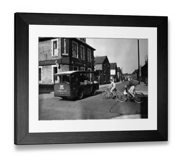 Framed Print : A Nottigham Co-operative society electric food deliver van seen here at the Plumptre Framed Print : A Nottigham Co-operative society electric food deliver van seen here at the Plumptre