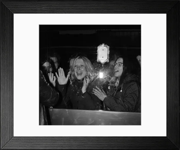 Framed Print : Fans waiting for The Osmonds at the Albany Hotel, Birmingham. 7th November 1972 Framed Print : Fans waiting for The Osmonds at the Albany Hotel, Birmingham. 7th November 1972
