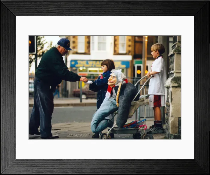 Framed Print : Penny for the guy on a South Wales street 29th October 1996 Framed Print : Penny for the guy on a South Wales street 29th October 1996