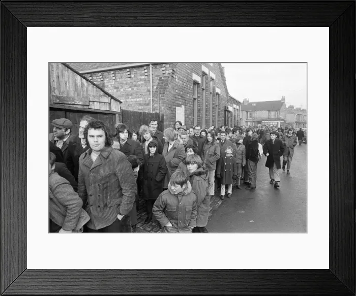 Framed Print : Cup ticket queue at Ayresome Park. 1972