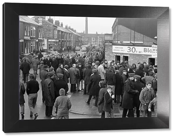 Cup ticket queue at Ayresome Park. 1972