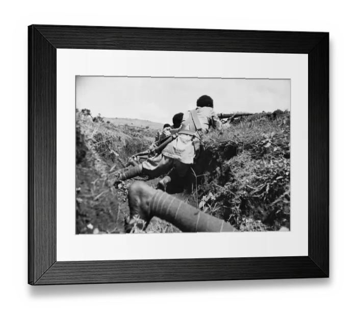 Framed Print : Abyssinian War September 1935 Abyssinian soldiers in the trenches on the Ogadan