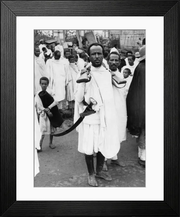 Framed Print : Abyssinian War September 1935. Tribesmen arriving in Addis Ababa to pledge there Framed Print : Abyssinian War September 1935. Tribesmen arriving in Addis Ababa to pledge there