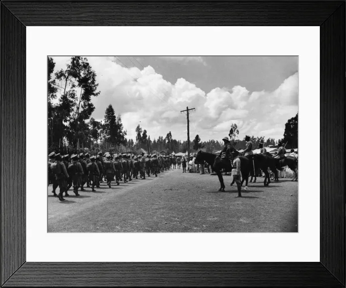 Framed Print : Abyssinian War September 1935 A mounted officer taking the salute as the Abyssinian