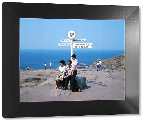 Lands End signpost, Cornwall. 19th August 1973
