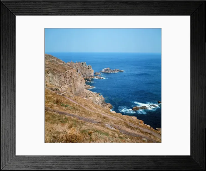 Framed Print : Lands End in Cornwall. 19th August 1973