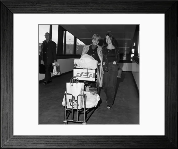 Framed Print : Debbie Reynolds and her 15-year-old daughter Carrie Fisher at Heathrow Airport today Framed Print : Debbie Reynolds and her 15-year-old daughter Carrie Fisher at Heathrow Airport today