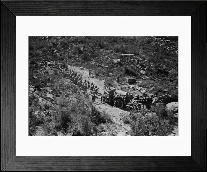 Framed Print : Abyssinian War Circa October 1935 Italian forces seen here manhandling a 120mm gun