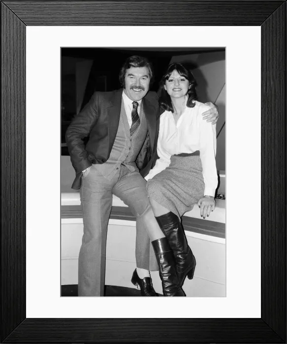 Framed Print : ITVs World of Sport presenter Dickie Davies with his new director Patricia
