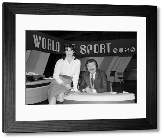 Framed Print : ITVs World of Sport presenter Dickie Davies with his new director Patricia Framed Print : ITVs World of Sport presenter Dickie Davies with his new director Patricia
