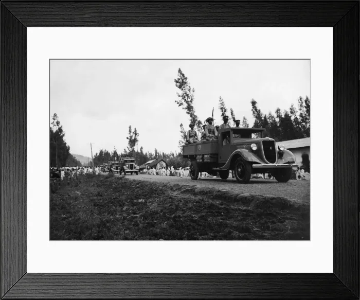 Framed Print : Abyssinian War September 1935 A anti-aircraft mobile column of the Abyssinia army Framed Print : Abyssinian War September 1935 A anti-aircraft mobile column of the Abyssinia army