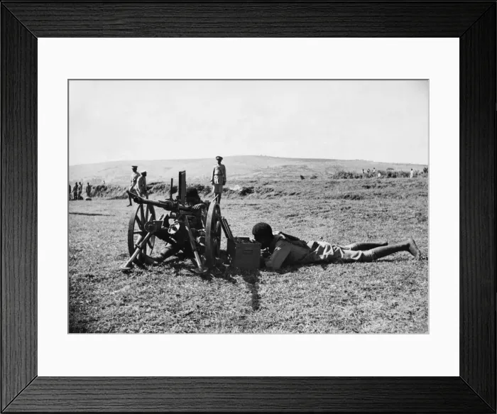 Framed Print : Abyssinian War September 1935 Abyssinian mobile gun team seen here in action Framed Print : Abyssinian War September 1935 Abyssinian mobile gun team seen here in action