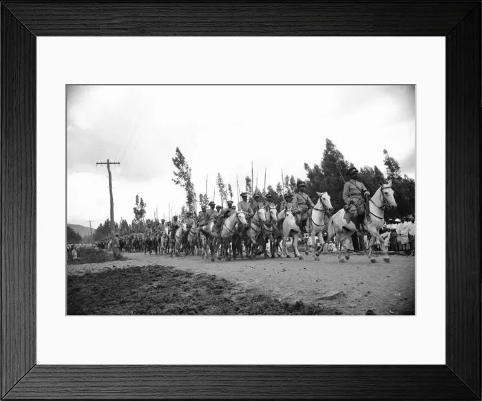 Framed Print : Abyssinian War September 1935 Cavalry of the Abyssinian army seen passing through Framed Print : Abyssinian War September 1935 Cavalry of the Abyssinian army seen passing through