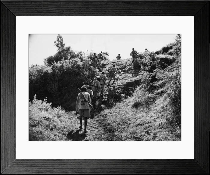 Framed Print : Abyssinian War September 1935 Abyssinian troops advancing under cover on the Ogadan