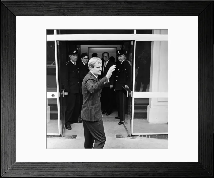 Framed Print : For a brief moment outside the Dorchester Hotel six students from Queen Mary