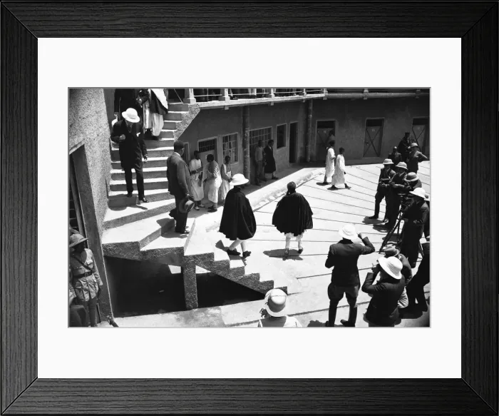 Framed Print : Abyssinian Emperor Haile Selassie seen here during the Audis Abasa Prison Inspection Framed Print : Abyssinian Emperor Haile Selassie seen here during the Audis Abasa Prison Inspection
