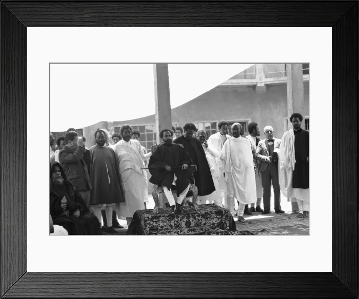 Framed Print : Abyssinian Emperor Haile Selassie seen here during the Audis Abasa Prison Inspection Framed Print : Abyssinian Emperor Haile Selassie seen here during the Audis Abasa Prison Inspection