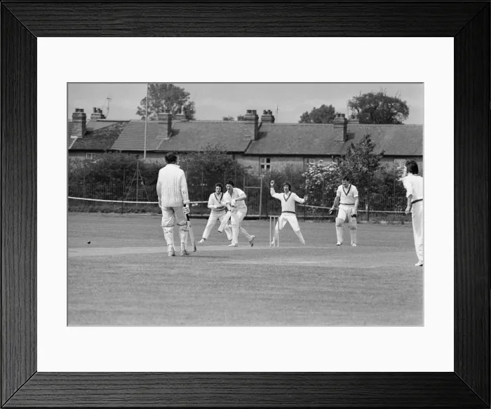 Framed Print : Standard v Alvis, Works League Cricket Match at Standard Cricket Ground. Tanners Lane