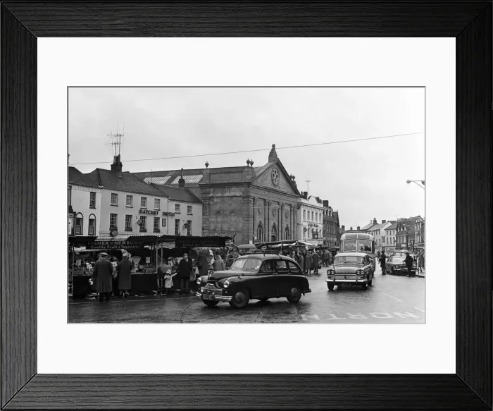 Framed Print : Market Place in Newbury, Berkshire. Newbury is to become a city. 19th March 1964 Framed Print : Market Place in Newbury, Berkshire. Newbury is to become a city. 19th March 1964