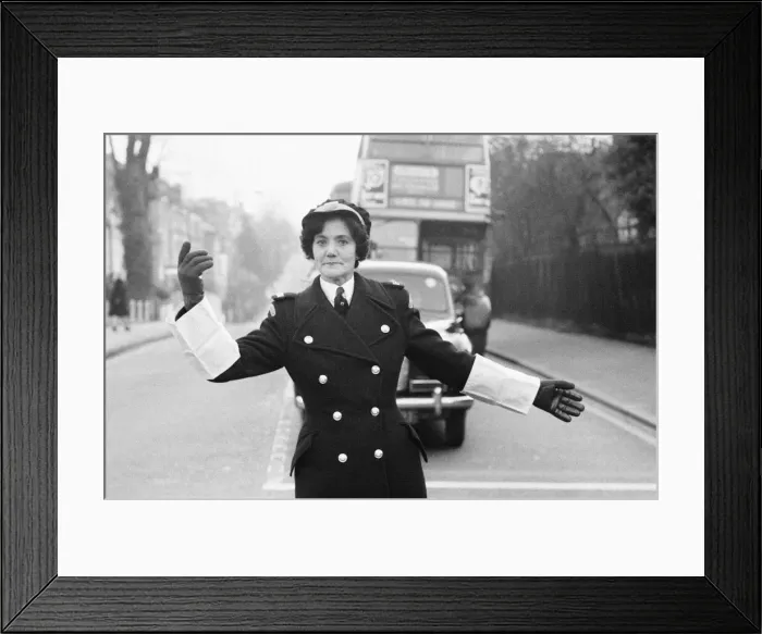 Framed Print : Britains first Traffic Warden to control traffic as opposed to booking cars for Framed Print : Britains first Traffic Warden to control traffic as opposed to booking cars for