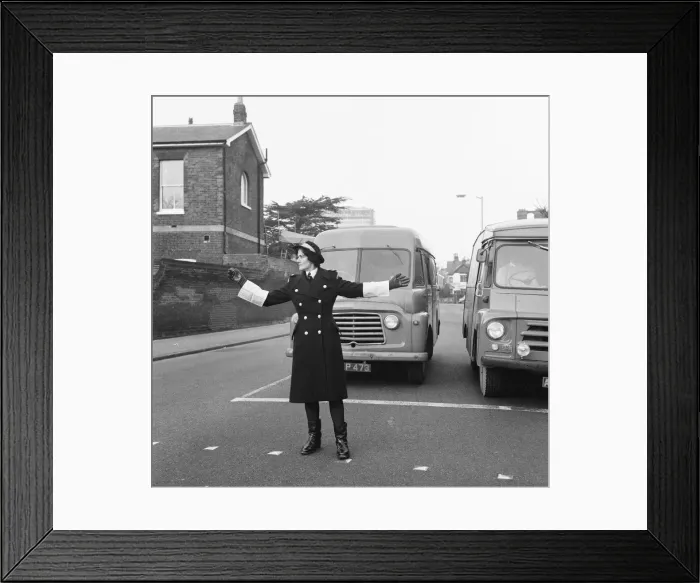 Framed Print : Britains first Traffic Warden to control traffic as opposed to booking cars for