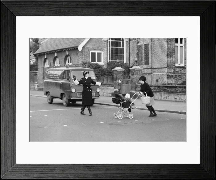 Framed Print : Britains first Traffic Warden to control traffic as opposed to booking cars for Framed Print : Britains first Traffic Warden to control traffic as opposed to booking cars for
