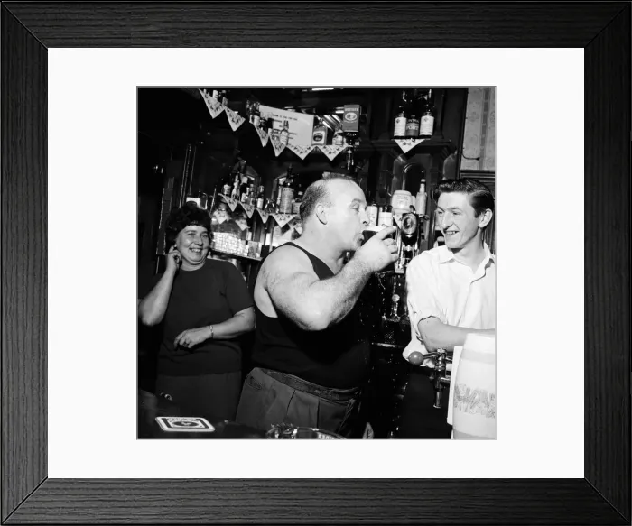 Framed Print : One time circus strong man, Mr Butty Sugrue, now the publican of Courage Framed Print : One time circus strong man, Mr Butty Sugrue, now the publican of Courage