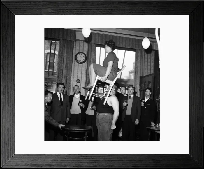 Framed Print : One time circus strong man, Mr Butty Sugrue, now the publican of Courage Framed Print : One time circus strong man, Mr Butty Sugrue, now the publican of Courage