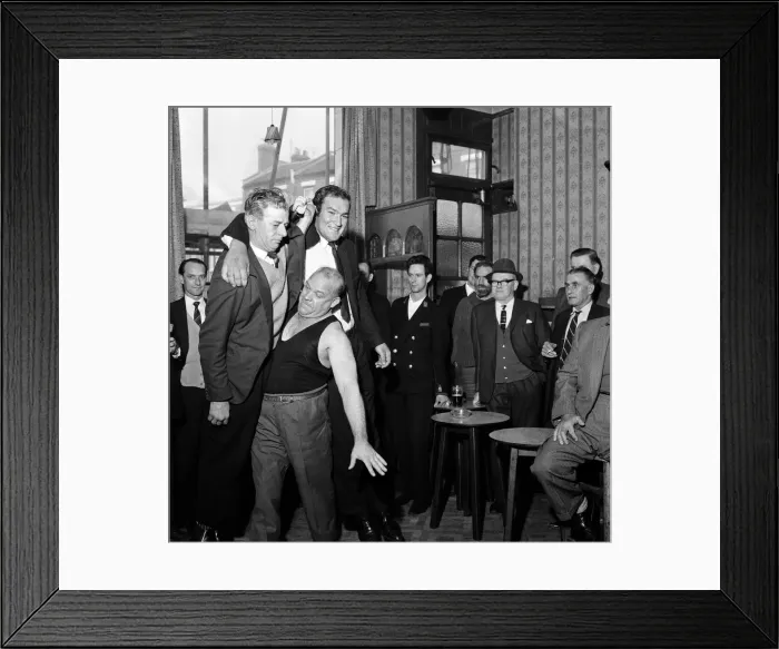 Framed Print : One time circus strong man, Mr Butty Sugrue, now the publican of Courage Framed Print : One time circus strong man, Mr Butty Sugrue, now the publican of Courage