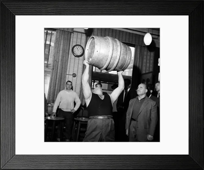 Framed Print : One time circus strong man, Mr Butty Sugrue, now the publican of Courage Framed Print : One time circus strong man, Mr Butty Sugrue, now the publican of Courage