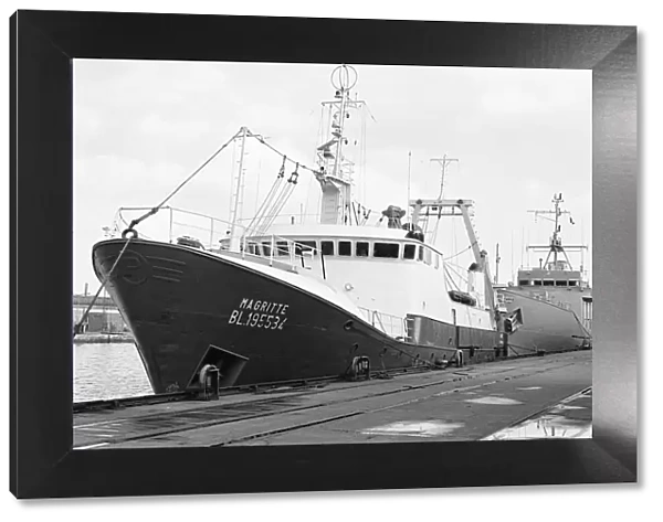 The trawler Magritte seen here tied up at St Andrews Dock with a Fisheries Protection