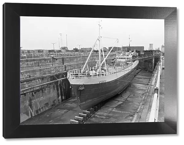 The Norwegian trawler Ringo (R-300 S) seen here in dry dock for repairs in Hull