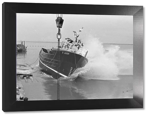 The new trawler St Leger seen here being launched into the River Humber 20th July 1978