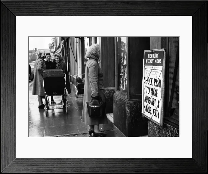 Framed Print : Northbrook Street in Newbury, Berkshire. Newbury is to become a city. 19th March 1964