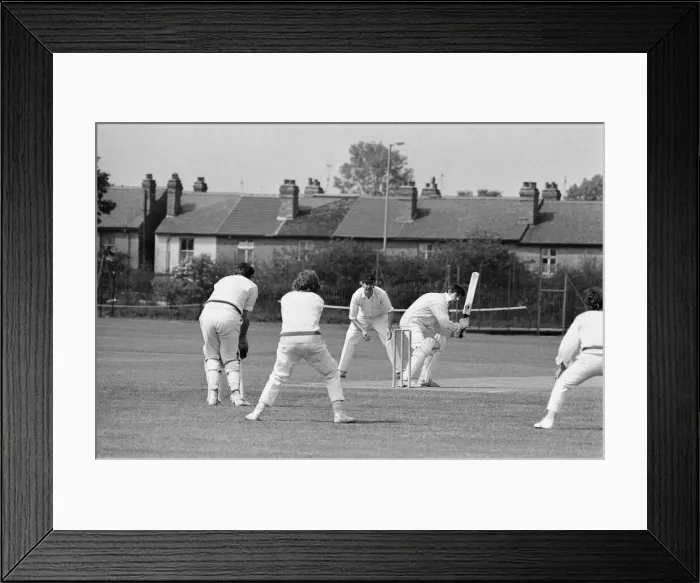 Framed Print : Standard v Alvis, Works League Cricket Match at Standard Cricket Ground. Tanners Lane