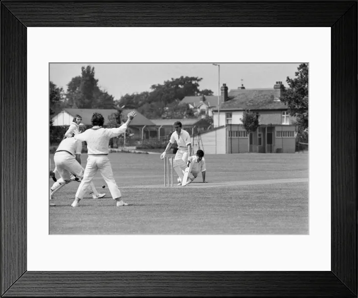 Framed Print : Standard v Alvis, Works League Cricket Match at Standard Cricket Ground. Tanners Lane