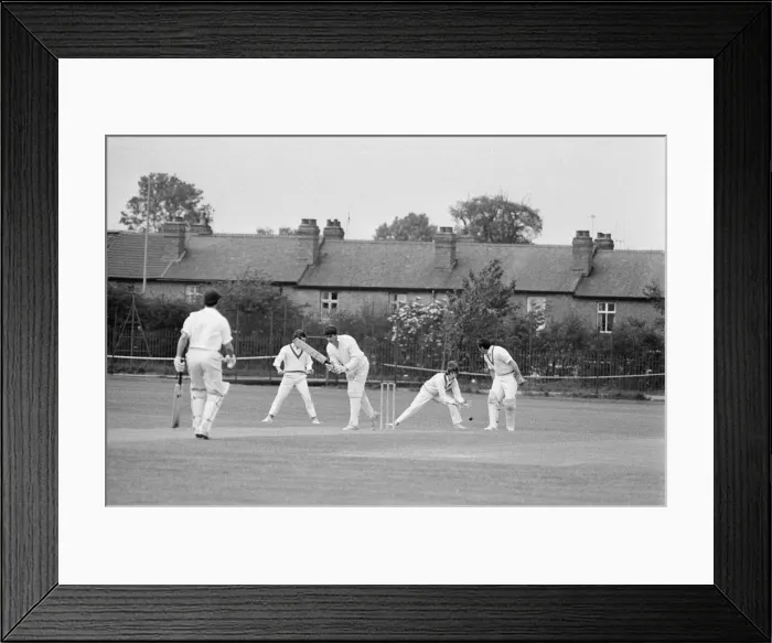 Framed Print : Standard v Alvis, Works League Cricket Match at Standard Cricket Ground. Tanners Lane