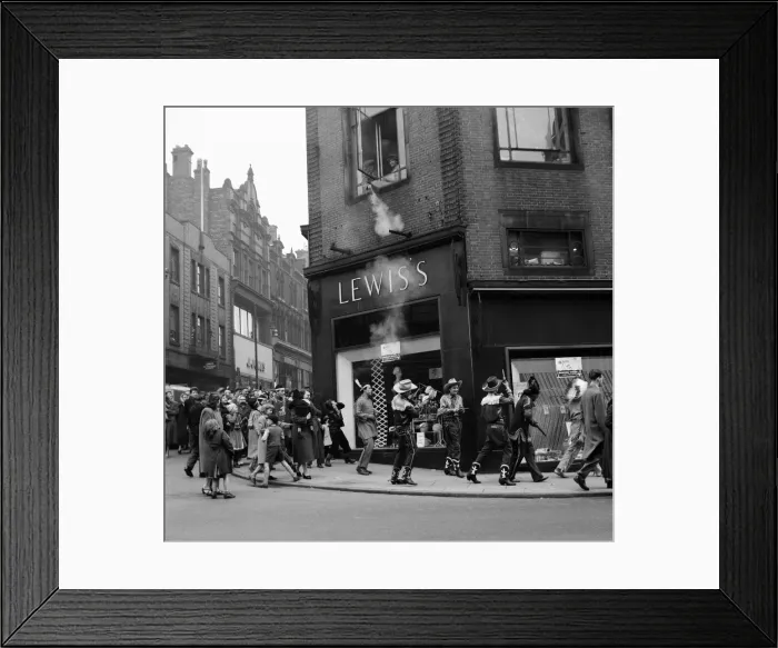 Framed Print : Cowboys and Indians from Billy Smarts Circus ride into town Framed Print : Cowboys and Indians from Billy Smarts Circus ride into town