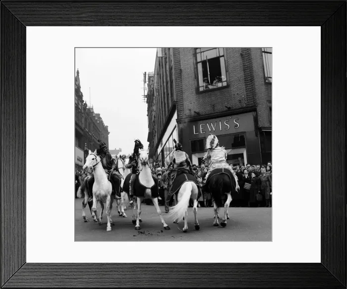 Framed Print : Cowboys and Indians from Billy Smarts Circus ride into town Framed Print : Cowboys and Indians from Billy Smarts Circus ride into town